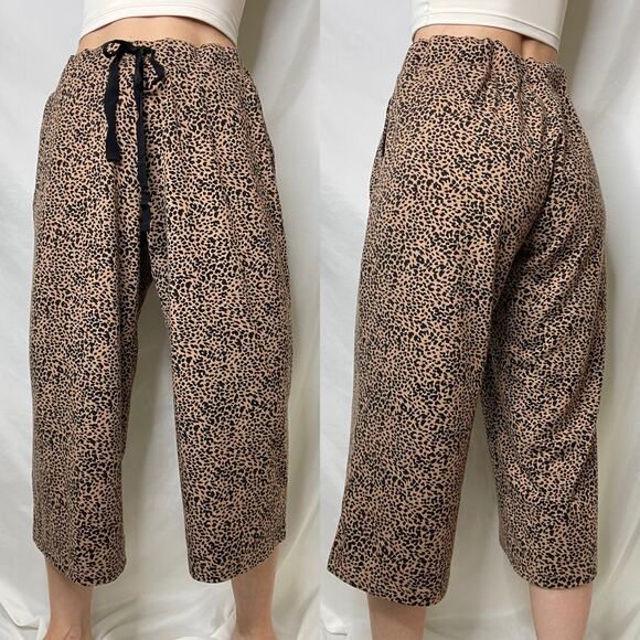 Lands' End wide leg crop animal print pajama pants leopard cheetah cropped M - Picture 15 of 17